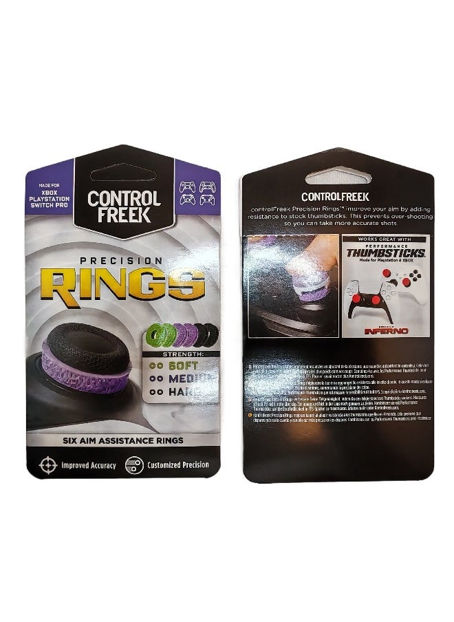 ControlFreek Precision Rings for PS5 PS4 XSX XSS Switch Pro & Scuf Controller, Advanced Performance Grips for Better Control, Comfort & Durability, Aim Assist Motion Control for Controllers, Mixed Pack(6 rings,2 Black Hard /2 Purple Medium/2 Green Soft)