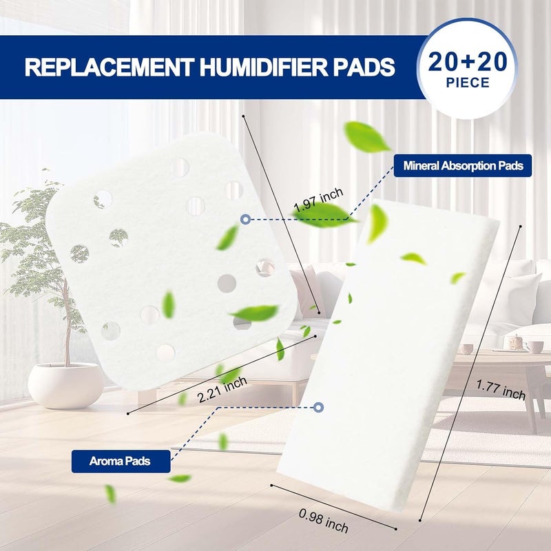 ADDFRESH Humidifier Replacement Filters 20 Pack and Replacement Aroma Pads 20 Pack - Compatible with LEVOIT LV600HH, LV600S, OasisMist450S, OasisMist600S - Descaling Pads, White - Image 4