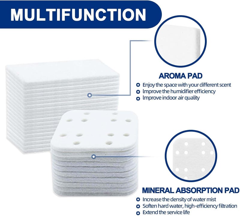 ADDFRESH Humidifier Replacement Filters 20 Pack and Replacement Aroma Pads 20 Pack - Compatible with LEVOIT LV600HH, LV600S, OasisMist450S, OasisMist600S - Descaling Pads, White - Image 2