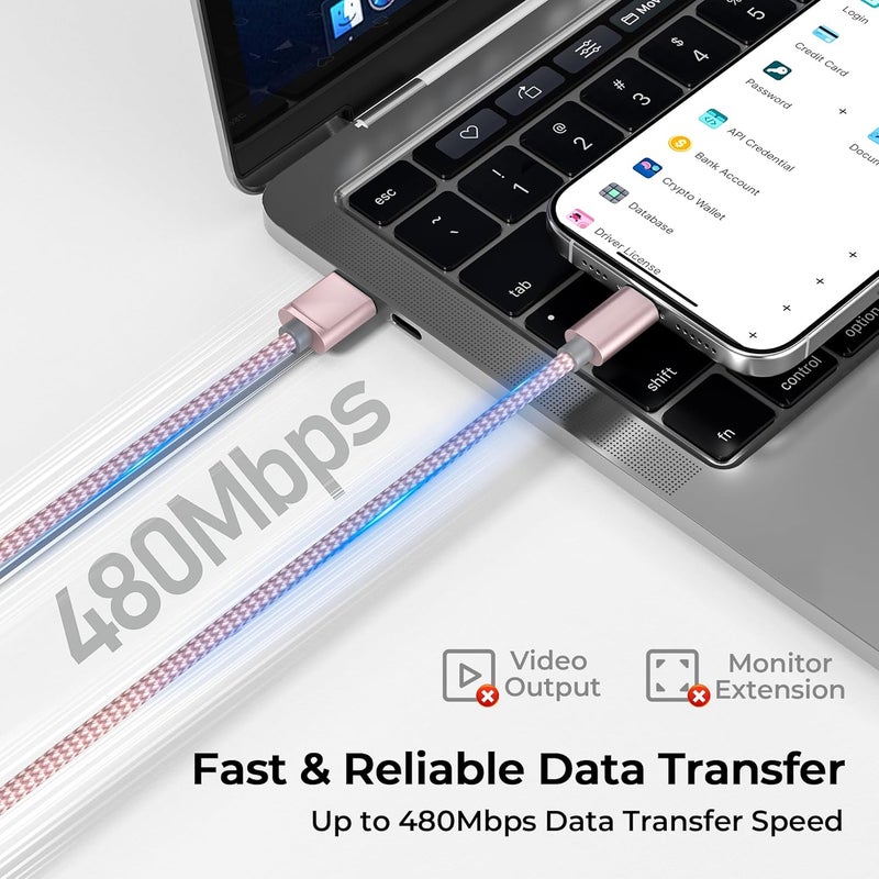 بيز سايلور كابل شاحن من USB إلى USB C بطول 1 متر / 2 حزمة، كابل طاقة شحن سريع من النوع C لأجهزة iPhone 15 16 Plus Pro Max، iPad 10 الجيل العاشر، Mini 6 الجيل السادس، 7 الجيل السابع، Samsung Galaxy S25 S24 S23، Z Flip Fold - Image 5