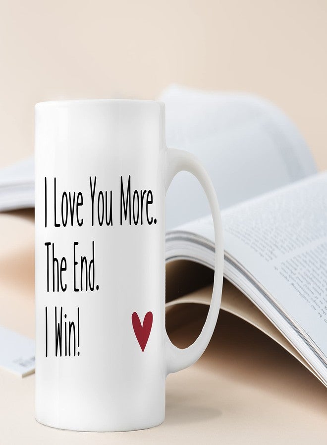 QASHWEY I Love You More the End I Win Coffee Mug, Romantic Gifts for Her Him, Birthday Gifts for Women Men, Wedding Gift for Bride and Groom Tea Cup Mug Cup - Image 2
