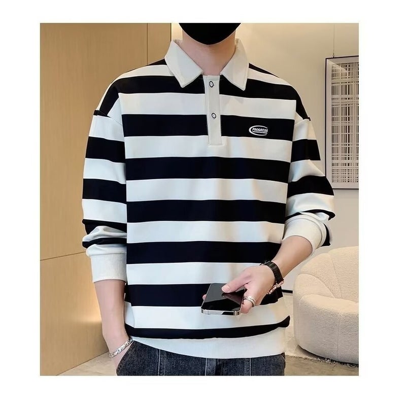 Versatile New Trendy Stylish Men'S Loose Long-Sleeve T-Shirt Japanese Style Brandless Ins Simple - Image 1
