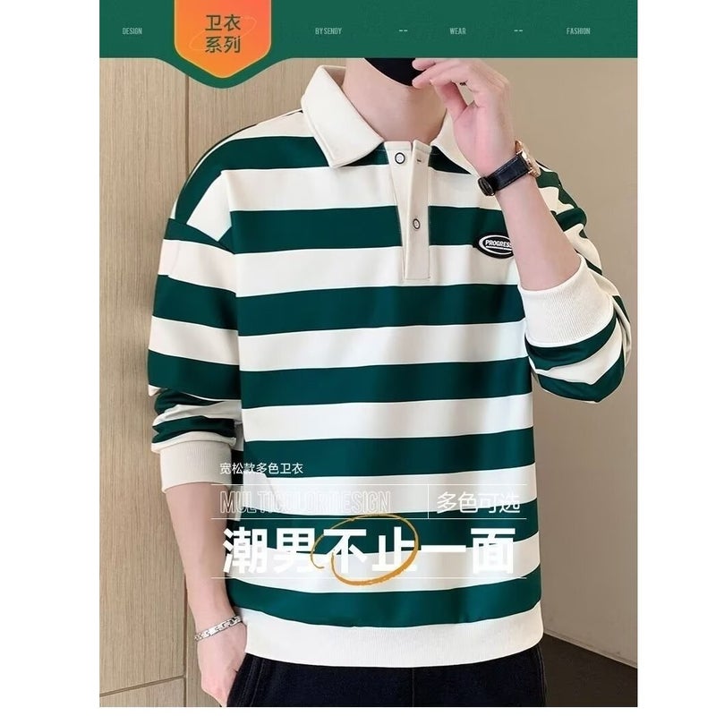 Versatile New Trendy Stylish Men'S Loose Long-Sleeve T-Shirt Japanese Style Brandless Ins Simple - Image 2