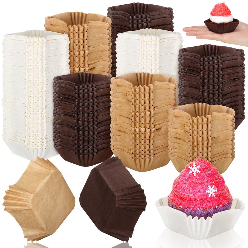 Uiifan 1200 Pcs Square Cupcake Liners 177x177 Square Brownie Baking Cups Pan Liners Disposable Greaseproof Paper Cupcake Cases for Wedding Graduation Baby Shower Birthday Party Supply