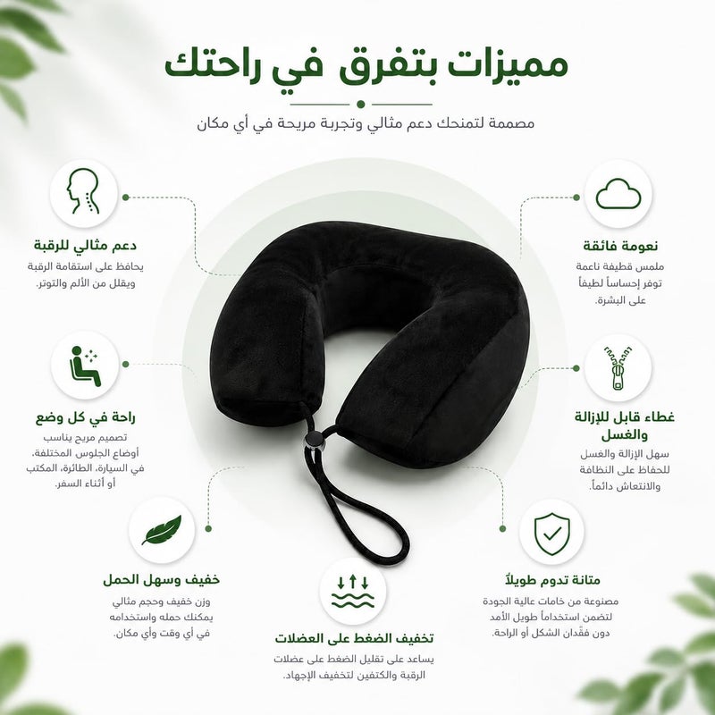 Travel Neck Pillow, Premium Quality Memory Foam Neck Pillow with Removable Washable Soft Plush Cover for Airplane, Car, Train - Image 5