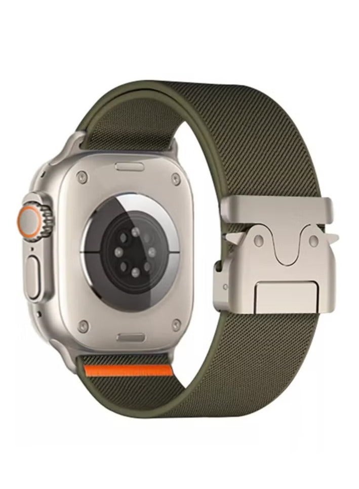 Sport Durable Rugged Watch Band Compatible with Apple Watch Ultra 1/2 49mm 46mm 45mm 44mm 42mm for Women Men Soft Stretchy Nylon Loop Strap,Parachute Style Buckle Straps for iWatch SE Series 10 9 8 7 6 5 4 3 2 1 SE - Image 1