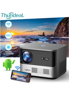 ThundeaL HD Mini Home Theater Projector TDA6W for Full HD 1080P 4K Video 5G WIFI Android Portable Projector for Home Bedroom, Compatible with Smartphone  - Image 1