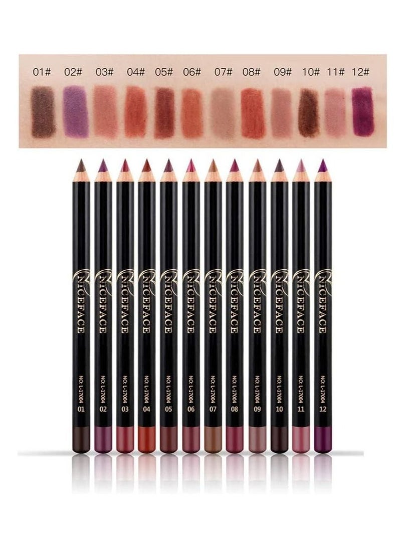NICEFACE 12 Color Lip Pencil - Soft Waterproof Smooth Lip Liner Lipliner Pen - Image 3