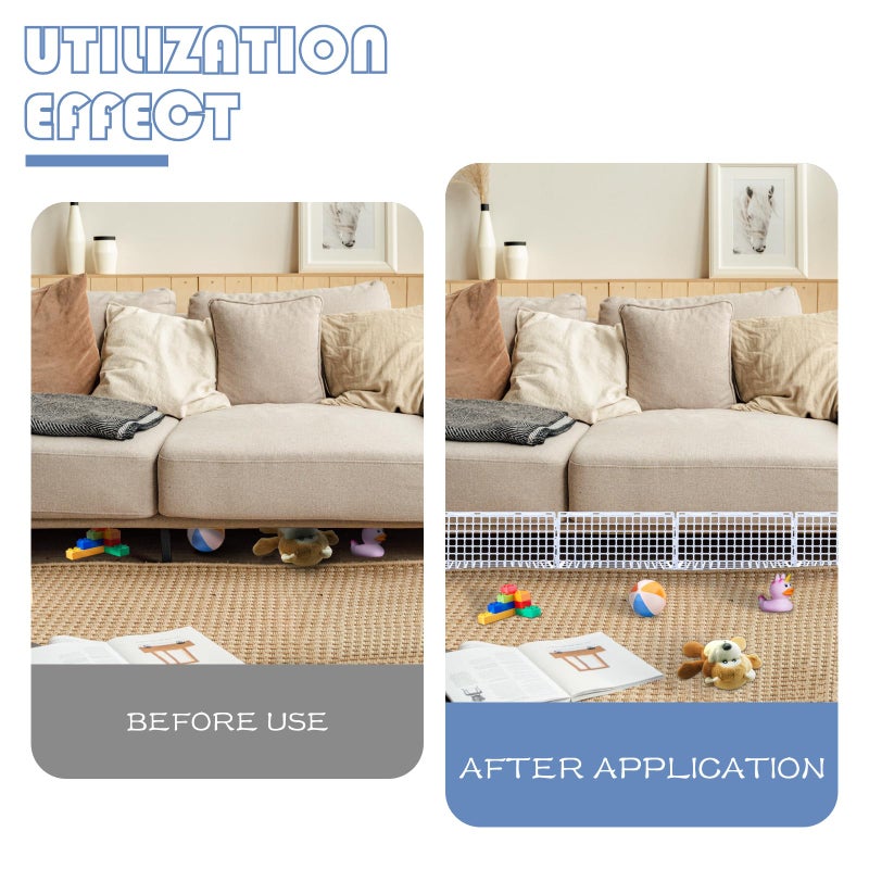 Aifong 12 Pcs Under Couch Blocker for Bed Adjustable Furniture Plastic Under Bed Blocker with 30 Ties White Couch Barriers for Dogs Pets Cats (Style3) - Image 4