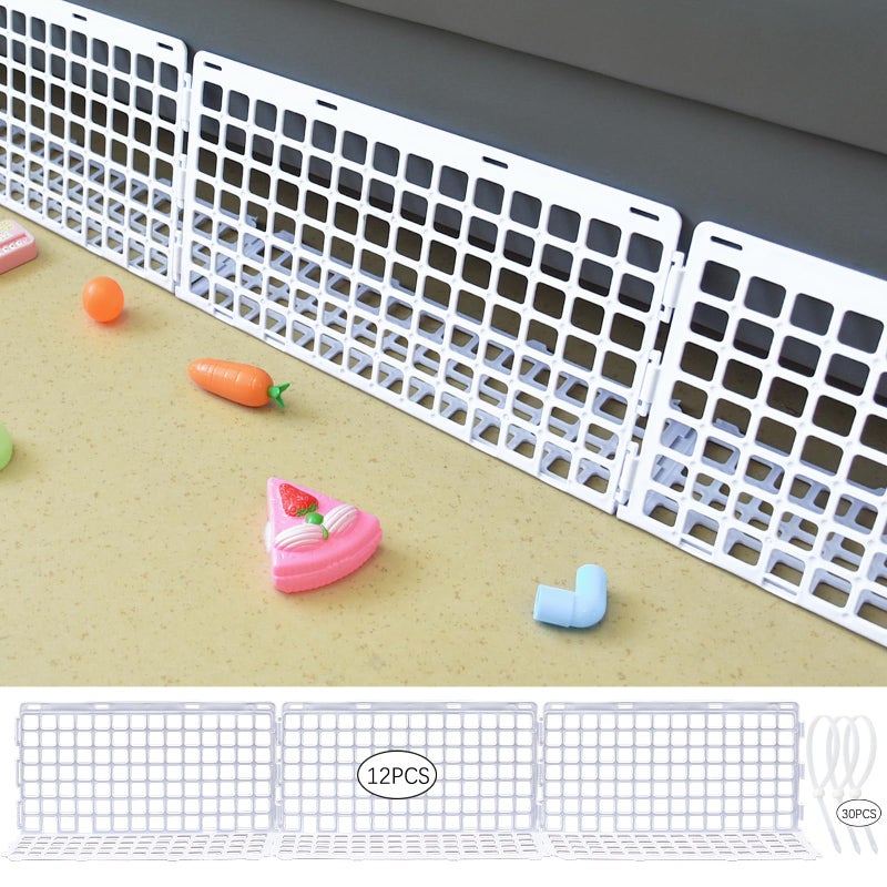 Aifong 12 Pcs Under Couch Blocker for Bed Adjustable Furniture Plastic Under Bed Blocker with 30 Ties White Couch Barriers for Dogs Pets Cats (Style3) - Image 1
