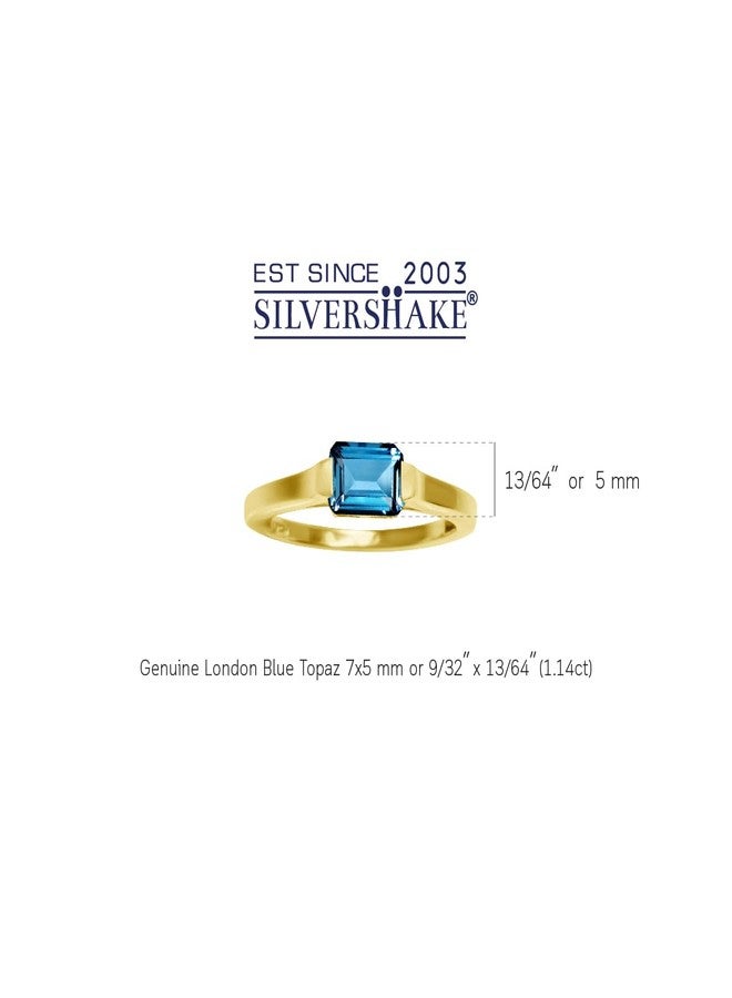 Silvershake 1.14 CTW 7X5mm Genuine Octagon Shape London Blue Topaz 14K Yellow Gold Plated 925 Sterling Silver East-West Solitaire Promise Ring December Gemstone Birthstone Size 9 - Image 4