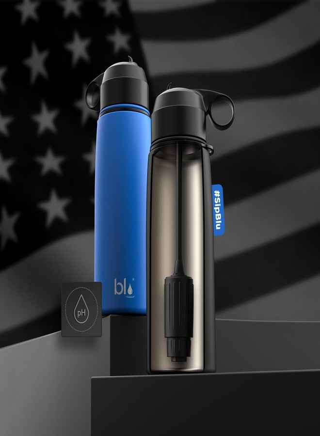 BLU ALL-IN-ONE | Vacuum Insulated Stainless Steel Water Bottle Flask With a pH Filter (26oz) | Made in the USA | Alkaline Water Filter Bottle | Removes 99.99% contaminants (pH - Blue) - Image 1