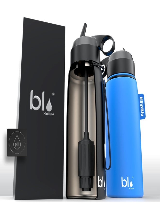 BLU ALL-IN-ONE | Vacuum Insulated Stainless Steel Water Bottle Flask With a pH Filter (26oz) | Made in the USA | Alkaline Water Filter Bottle | Removes 99.99% contaminants (pH - Blue) - Image 2