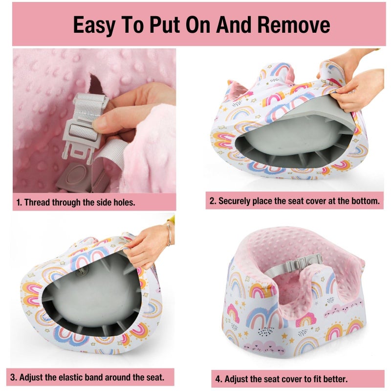 PandaEar Baby Seat Cover Compatible with Bumbo Seat, Removable Floor Soft Seat Cover for Boys & Girls, Breathable & Anti-Slip, Machine Washable, Pink (Pink) - Image 3
