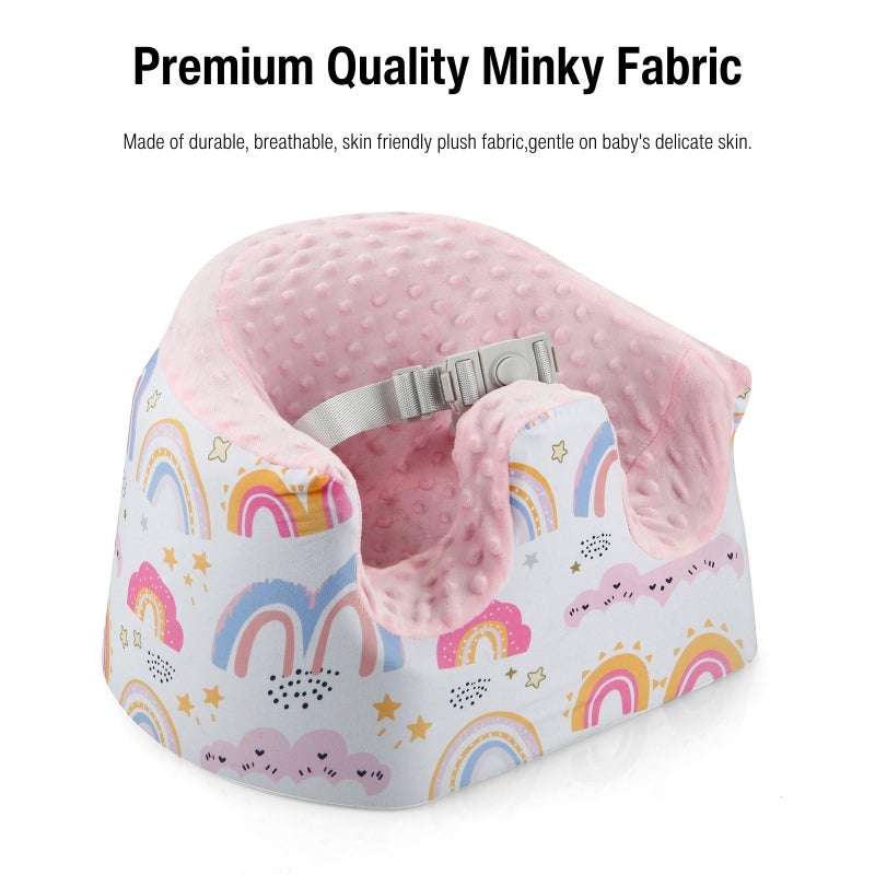 PandaEar Baby Seat Cover Compatible with Bumbo Seat, Removable Floor Soft Seat Cover for Boys & Girls, Breathable & Anti-Slip, Machine Washable, Pink (Pink) - Image 4
