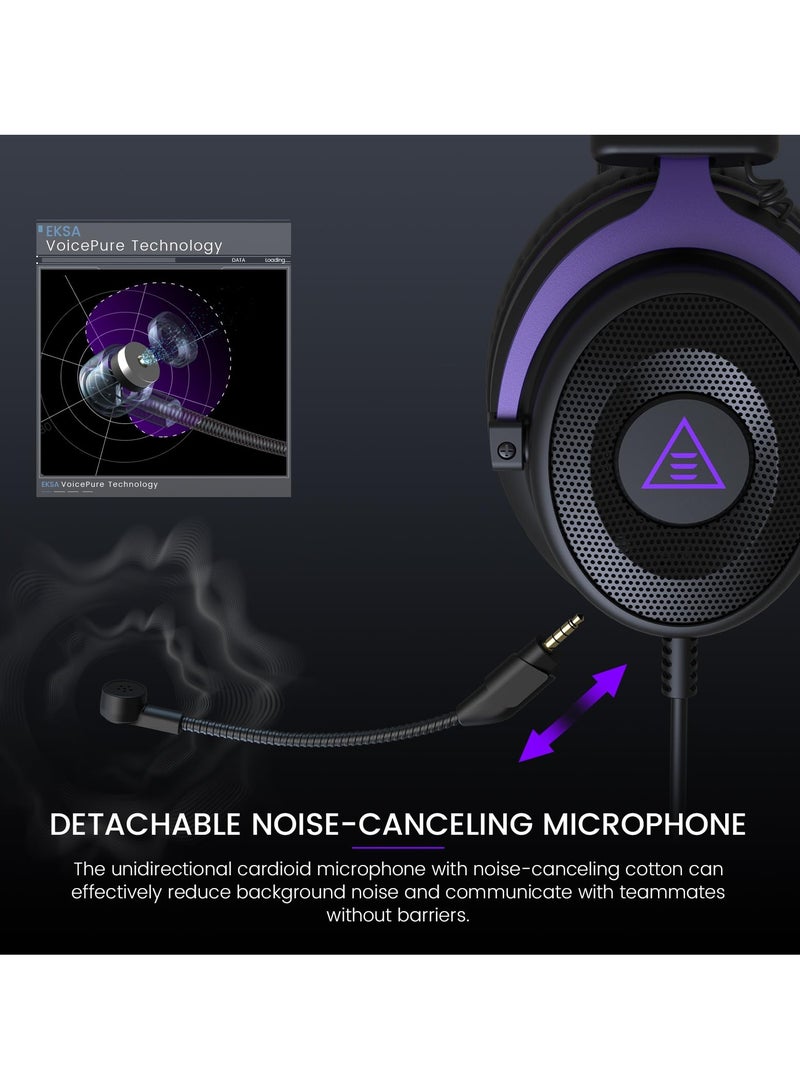 EKSA E900 Over Ear Wired Gaming Headset For PC, PS4,PS5, Xbox - Detachable Noise Canceling Mic - Image 5