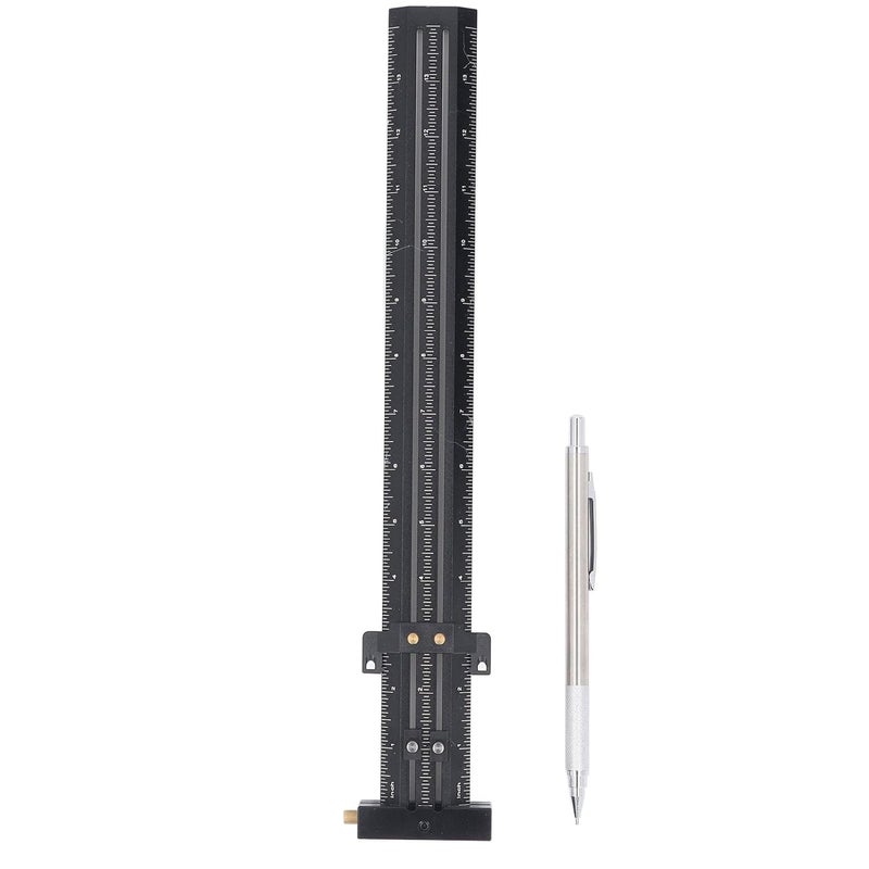UK Standard T Square Ruler Aluminum Alloy Sliding Adjustable Design Engraved Metric Scale Black - Image 1