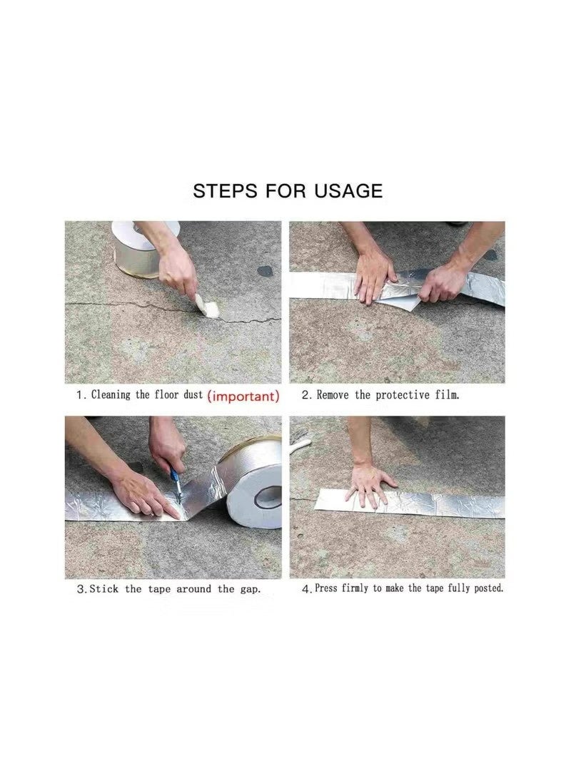 شريط مانع لتسرب المياه، شريط ألومنيوم مقاوم للماء، إصلاح تسرب الأنابيب، شريط لاصق مقاوم للماء، شريط مانع للتسرب من مطاط البولي بروبيلين، مناسب لشفط تسرب أنابيب السقف (20 مم × 20 متر) - Image 3