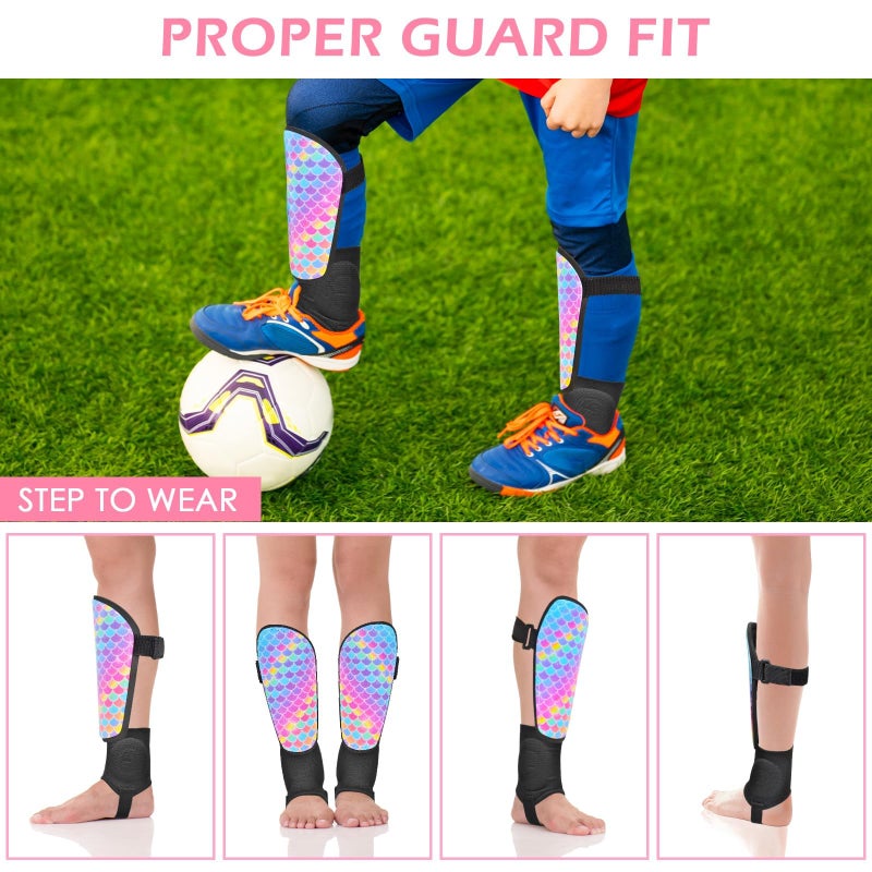 AuSletie Soccer Shin Guards for Kids Girls Toddler, Shin Pads Shin Guard Equipment with Ankle and Leg Calf Protection Shin Guards Soccer for Kids 2-7 Years - Image 2