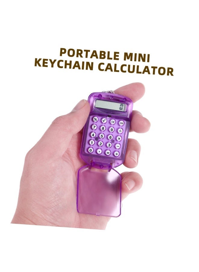7 Pack Pocket Calculator Keychain Compact And Portable Mini Electronic Calculator Suitable For Home Students (Black, White, Pink, Blue, Yellow, Purple, Green) - Image 4