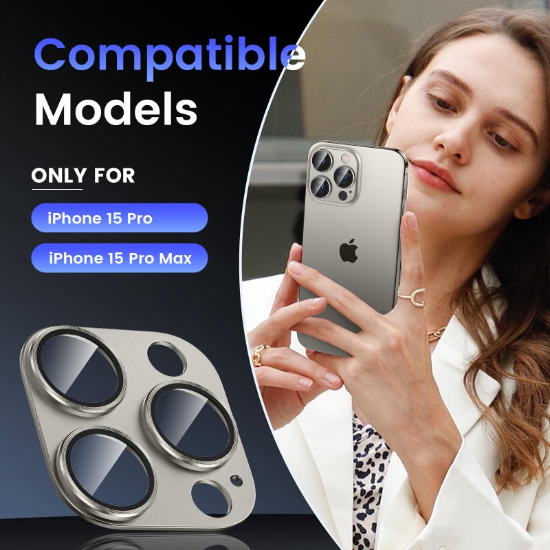 Tensea for iPhone 16 Pro/iPhone 16 Pro Max/iPhone 15 Pro/iPhone 15 Pro Max Camera Lens Protector, Metal Aluminum Alloy Tempered Glass Cover Camera Screen Protector Accessories, Case Friendly - Image 2