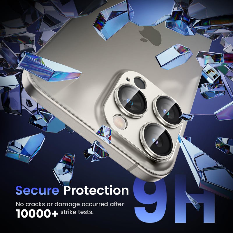 Tensea for iPhone 16 Pro/iPhone 16 Pro Max/iPhone 15 Pro/iPhone 15 Pro Max Camera Lens Protector, Metal Aluminum Alloy Tempered Glass Cover Camera Screen Protector Accessories, Case Friendly - Image 4