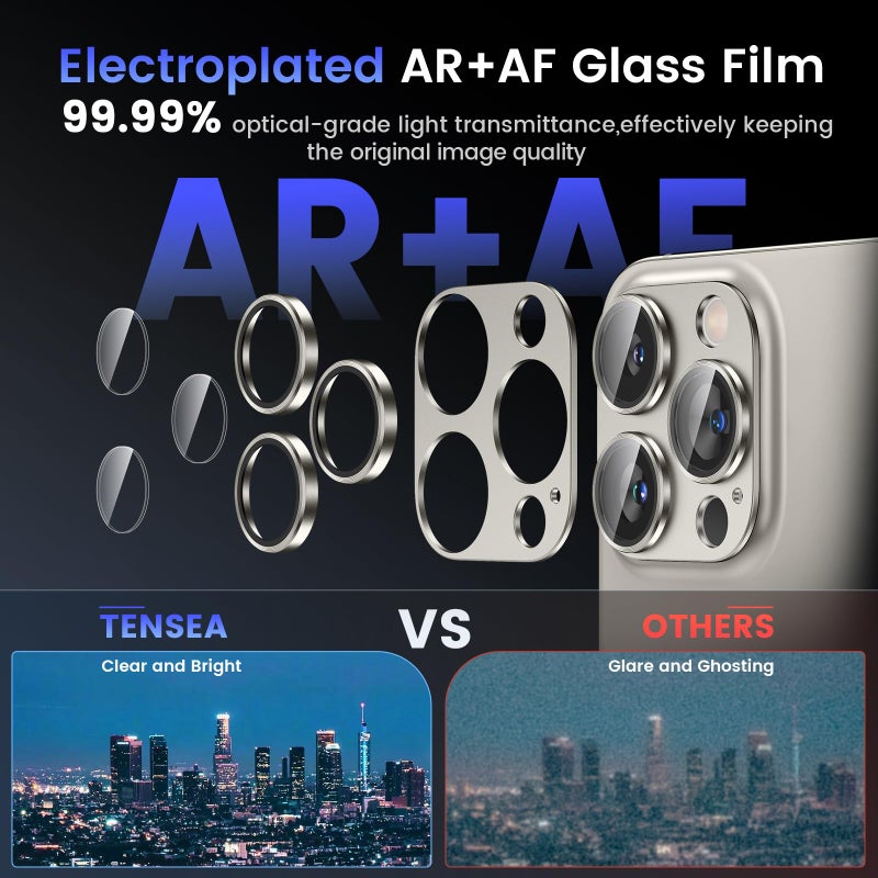 Tensea for iPhone 16 Pro/iPhone 16 Pro Max/iPhone 15 Pro/iPhone 15 Pro Max Camera Lens Protector, Metal Aluminum Alloy Tempered Glass Cover Camera Screen Protector Accessories, Case Friendly - Image 3