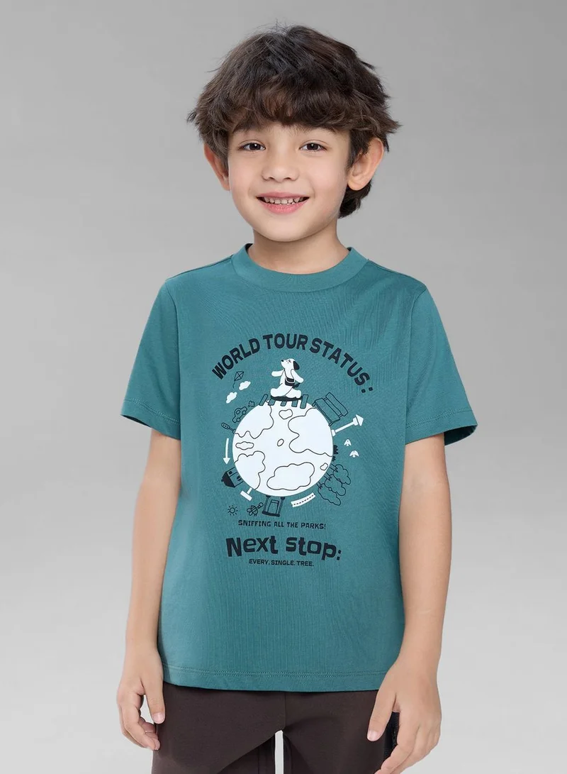 Kids Regular Cotton Graphic Print Regular Fit Tee