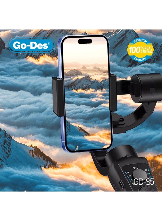 GO-DES 3-Axis Gimbal Stabilizer with AI Tracking Time-Lapse Object Follow Slow Motion Phone Charging - Image 2