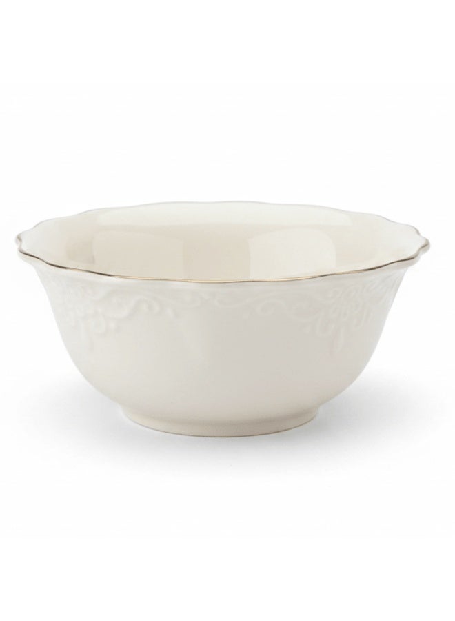 Solecasa 5.5" Round Ceramic Salad Bowl with Gold Rim - Off-White - Image 1