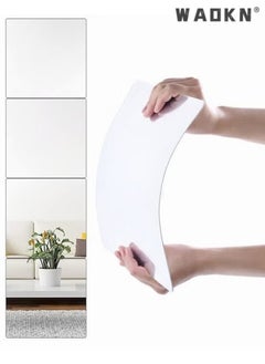WAOKN 4Pcs 3D Make up Mirror Wall Sticker Tiles, Non-Breakable Acrylic Full Length Wall Mirror Sticker, 30*30cm Flexible Plastic Mirror Full Body Mirror Tiles For Bedroom, Home Gym, Home Wall Decor  - Image 1