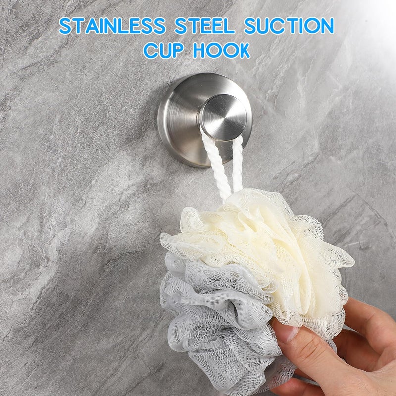 Stainless Steel Suction Hooks 2 Pack Strong Bathroom Shower Wall Hooks For Towels Robes Bags - Image 4