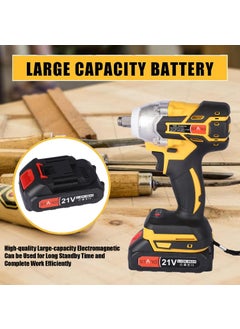 STARQ STARQ Heavy Duty 21V Cordless Impact Wrench with 2 Batteries 2 Variable Speed BuildIn LED Lights Forward ReverseSwitch Yellow  - Image 5