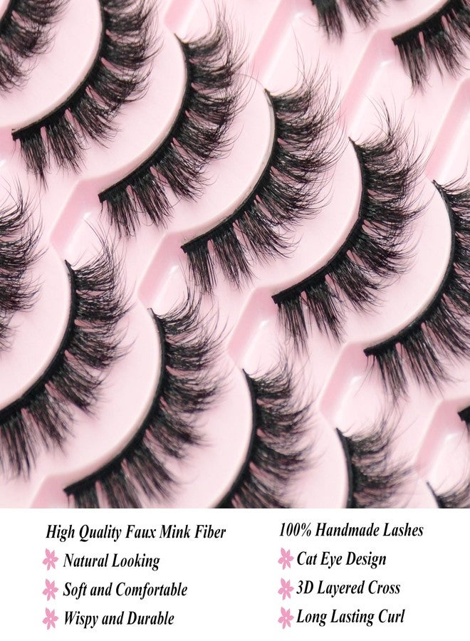 لوويجز رموش صناعية خفيفة من لويجز، رموش منك ثلاثية الأبعاد، رموش كثيفة تشبه عيون القطة، مظهر طبيعي، رموش صناعية سميكة وناعمة ومجعدة، 14 زوجًا - Image 3