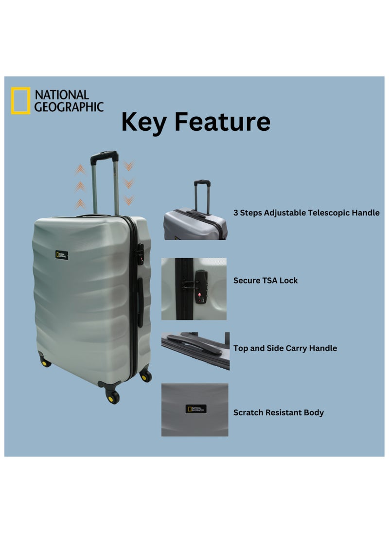 NATIONAL GEOGRAPHIC National Geographic Arete ABS Hard Case Suitcase Sets Silver, Durable Lightweight Travel Luggage, 4 Wheel 3pcs Trolley Bag with TSA Combination Lock (20+24+28 Inch).  - Image 5