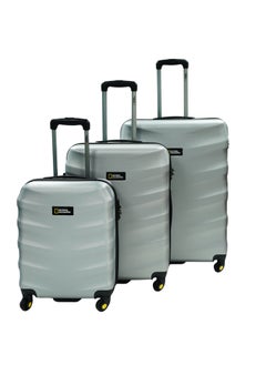 NATIONAL GEOGRAPHIC National Geographic Arete ABS Hard Case Suitcase Sets Silver, Durable Lightweight Travel Luggage, 4 Wheel 3pcs Trolley Bag with TSA Combination Lock (20+24+28 Inch).  - Image 1