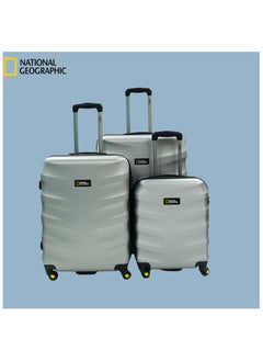 NATIONAL GEOGRAPHIC National Geographic Arete ABS Hard Case Suitcase Sets Silver, Durable Lightweight Travel Luggage, 4 Wheel 3pcs Trolley Bag with TSA Combination Lock (20+24+28 Inch).  - Image 2
