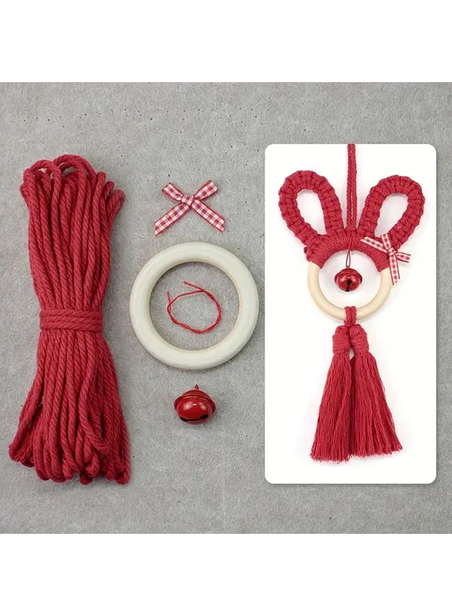 Light Purple Macrame Kit Rabbit DIY Car Wall Key Bag Decor Easter Gift - Image 4