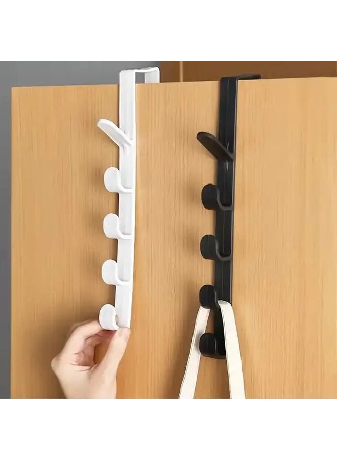 Brown No Drill Door Hooks 2pcs Adhesive Backing ABS Plastic Space Saving For Clothes Bags Towels - Image 4