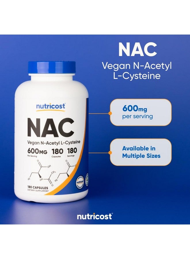 Nutricost نوتريكوست N-أسيتيل L-سيستين (NAC) 600 ملغ، 180 كبسولة - خالي من الكائنات المعدلة وراثيًا، خالي من الغلوتين - Image 5