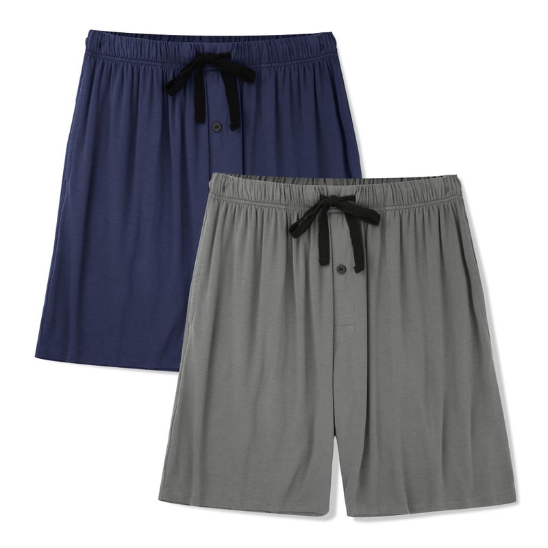 BAMBOO COOL Men's Pajama Bottoms Sleep Shorts Soft Comfy Breathable Lounge Short Pajama Pants with Pockets 2 Pack - Image 1