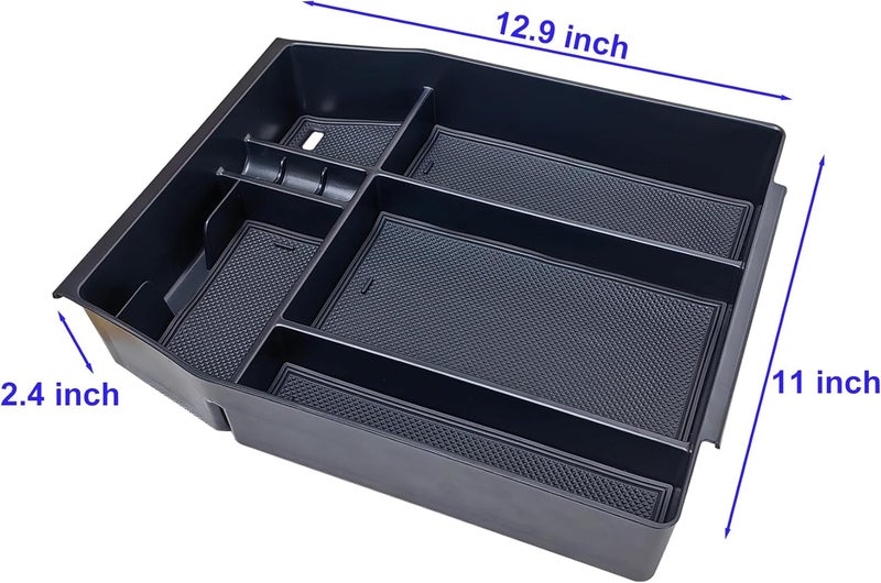 Zxiaochun Center Console Organizer Compatible with 2021 2022 2023 2024 Ford F150 Interior Accessories, Armrest Box Insert Storage Tray (Full Console w/Bucket Seats ONLY) Black Trim - Image 5