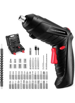 AccLoo Electric Screwdriver Set 47 In 1 Usb Rechargeable And Rotatable Electric Cordless Power Screw Gun Drill With Built In Led 1300Mah Black  - Image 1