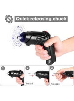 AccLoo Electric Screwdriver Set 47 In 1 Usb Rechargeable And Rotatable Electric Cordless Power Screw Gun Drill With Built In Led 1300Mah Black  - Image 4