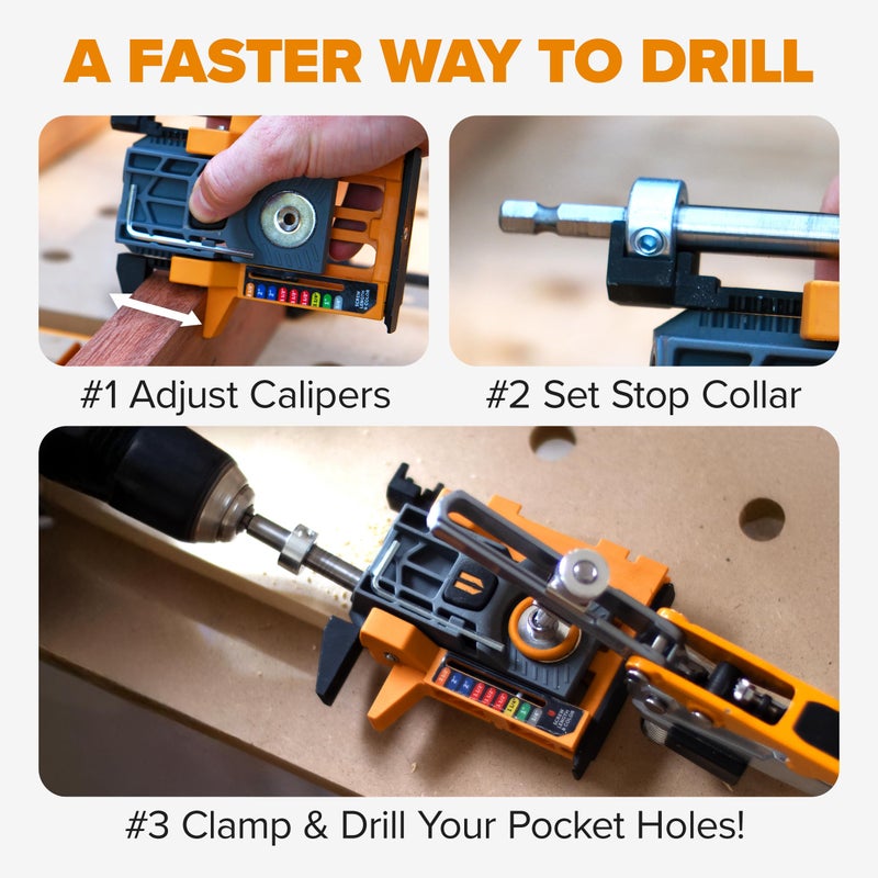 BORA Automatic Mini Pocket Hole Jig Kit for Woodworking Compact All-in-One Self Adjusting Woodworking Joinery Tool for Strong Joints BR-A170301 - Image 4