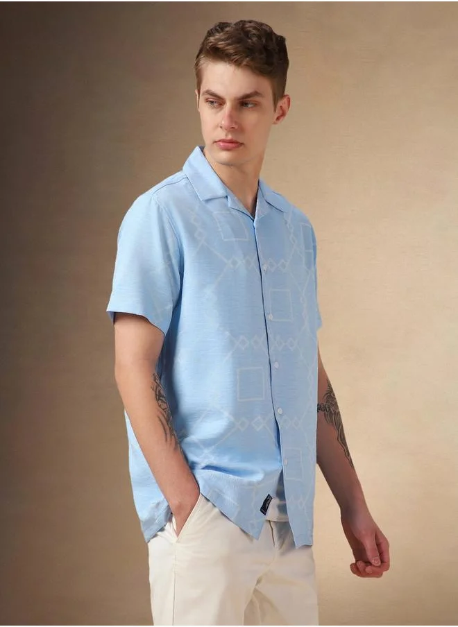 Dennis Lingo Printed Relaxed Fit Cuban Collar Shirt by Styli