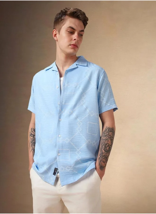 Dennis Lingo Printed Relaxed Fit Cuban Collar Shirt by Styli