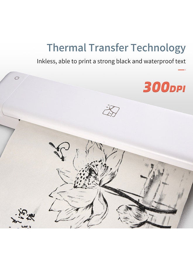 HPRT - MT800 A4 Portable Thermal Transfer Printer Wireless&USB Connect with Mobile Computer for Office School Car Travel Printer with 1pc Ribbon Roll - Image 1