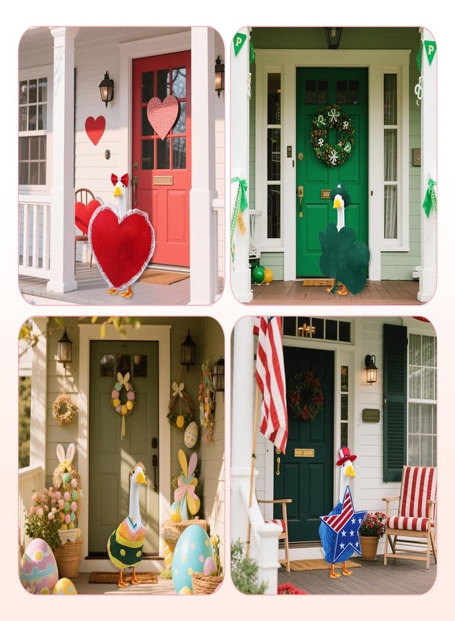CAMDUCK 8 Set Holiday Porch Goose Outfits All Seasons Goose Clothes 4th of July Halloween Lawn Goose Costume Seasonal Goose Clothing for Plastic Goose Cement Goose Statue Patio Yard Outdoor Decor - Image 5