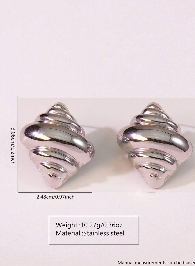 إيكوال حلق اذن نسائي انيق مصنوع من الاستانلس ستيل باللون الفضي - Image 4